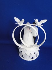 New Vintage Wilton Petite Double Rings Couple Wedding CakeTop, doves, 104-42420