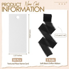50 PCS Black Name Place Cards Table Setting Blank Ribbon 1.57×3.54 Inch