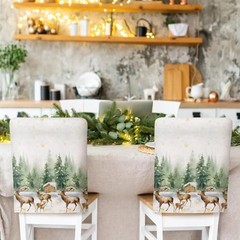 6 Pcs Christmas Chair Covers Snowman Reindeer Xmas Dining Room Chair Covers
