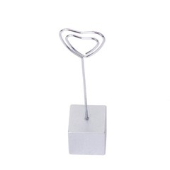 1PC Heart-Shape Card Picture Memo Photo Clip Holder Cube Base Wire Clip
