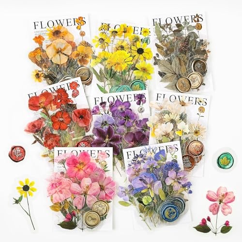 Dizdkizd 320Pcs Transparent Flower & Wax Seal Stickers – Multicolored