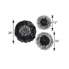 24 pack 12″ 16″ 20″ Charcoal Grey Tissue Paper Carnation Flowers Backdrop