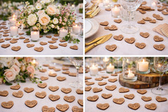 100 qty 1″ Happily ever after Wood Hearts Table Confetti Wooden Wedding Decor