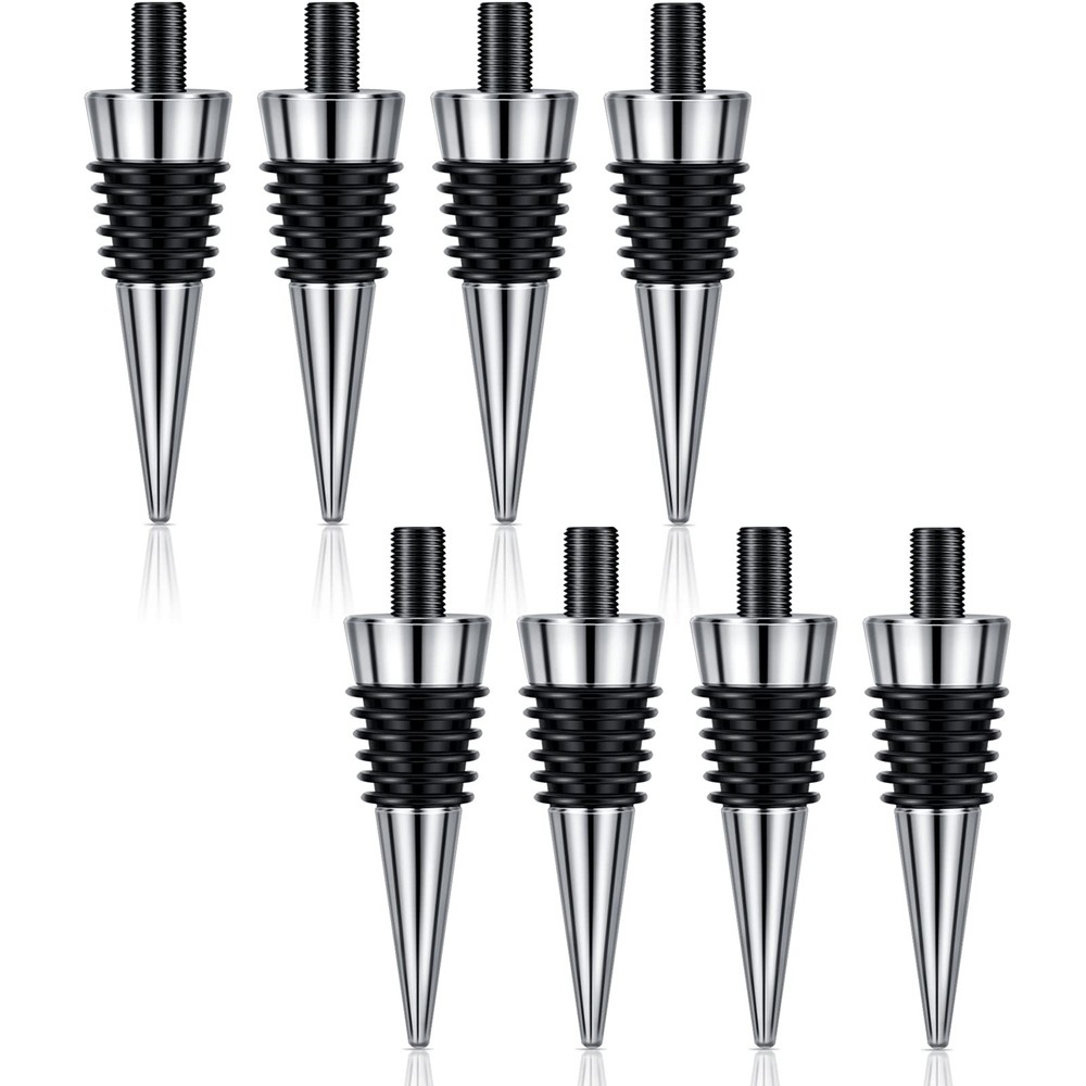 Honeydak 8 Pieces Metal Bottle Stopper 8 x 1.25 Thread Size, Silver/Black