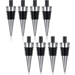 Honeydak 8 Pieces Metal Bottle Stopper 8 x 1.25 Thread Size, Silver/Black