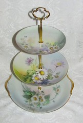 Custom Three Tier Tea Party Cake Stand Made With Vintage Hand Painted Plates