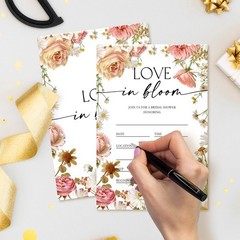 ZYQFN 20 Love in Bloom Bridal Shower Invitations, 4×6 inches, Multicolor
