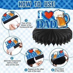 9 Pieces Father’s Day Decorations Honeycomb Centerpiece Double Sided Printing…