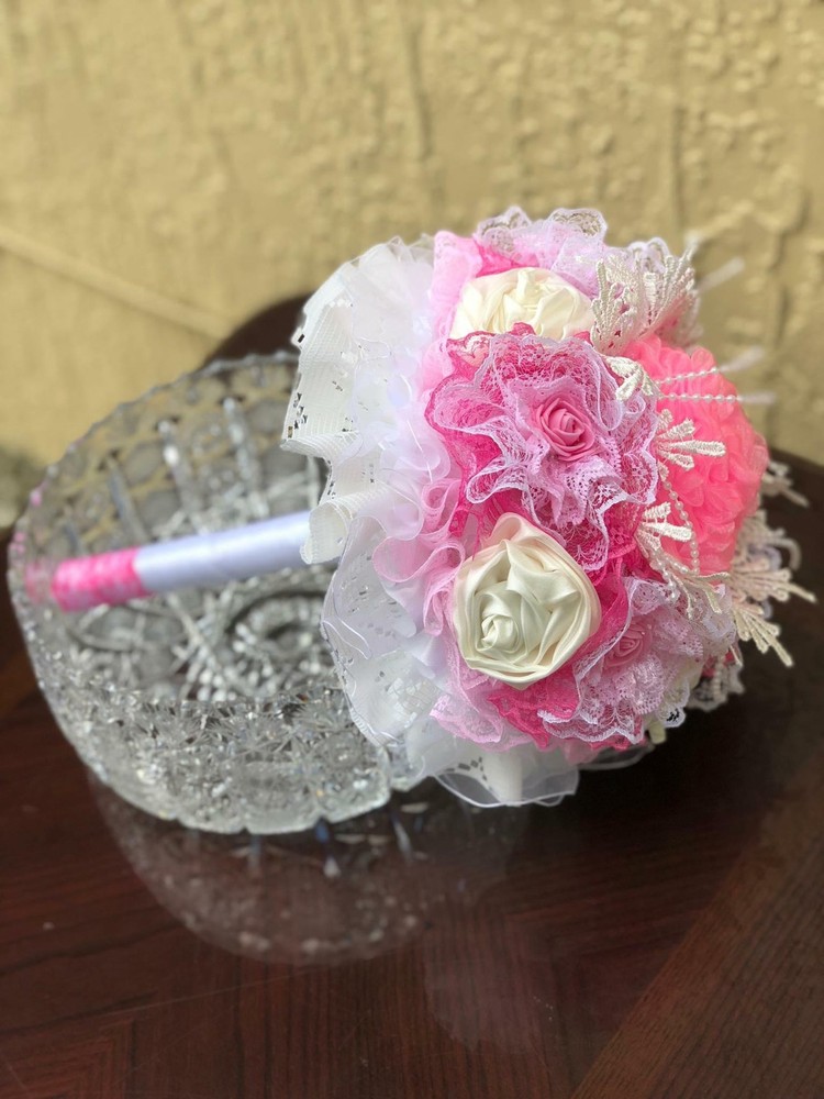 Satin and lace Shabby Chic Handmade Wedding Bouquets