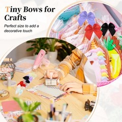 52 Pcs Mini Ribbon Bows, 1″ Tiny Bows Applique Embellishment, Mixed Colors