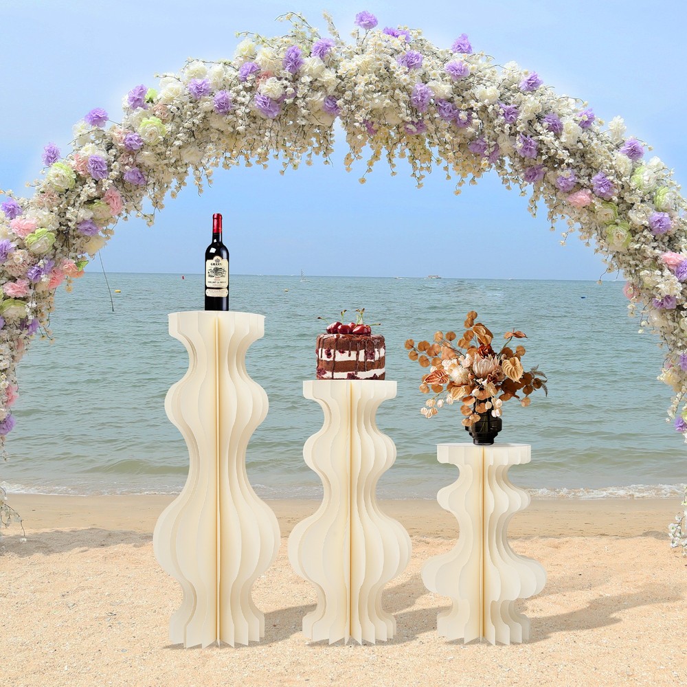 3pcs Champagne Foldable Cardboard Flower Stands For Wedding Decor Flower Rack