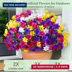 MARTINE MALL Artificial Flowers for Outdoors, 12 Bundles Realistic Fake Outdoor