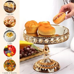12-Piece Gold Cake Stand Set Vintage Cake Stand W/ Crystal Edge & Cupcake