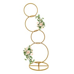 5.02ft Gold Metal Flower Stand – Stylish Square Pillar Arch with 4-Tiers