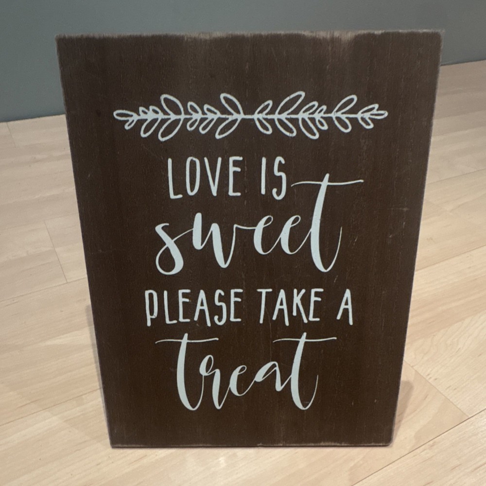 Rustic Wood Table Decor Brown White Modern Wedding Sign