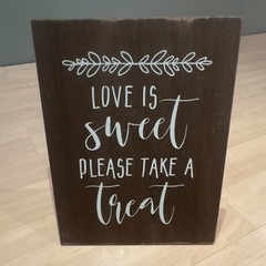 Rustic Wood Table Decor Brown White Modern Wedding Sign