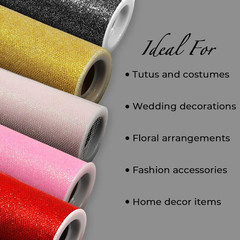 Decorative Fancy Foil Polka Dot Tulle, Roll/Spool of 6” X 50 Yards, Lightweight