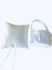 US Crystal Heart Bridal Wedding Flower Girl Basket Ring Bearer Pillow 7.8″ 2 Pcs