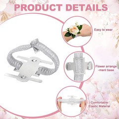 6Pcs Corsage Wristlet Band Aluminum Wrist Corsage Bracelets Bands Silver]