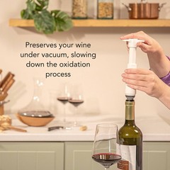 Vacu Vin Original Wine Saver with 2 Vacuum Bottle 1 Pump + 2 Stoppers, White