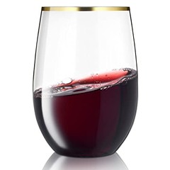 30 Pack Stemless Plastic Wine Glasses – 16 Oz – BPA Free Disposable Wine