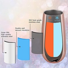 Pack Insulated Champagne Tumblers, Stemless Oz Wine Flutes, 6 #Rose Gold