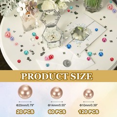 200 Pcs Pearl Bead for Vase Filler, 20/14/10mm Floating Beads(Rose Gold)