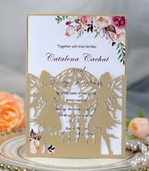 25/50/100Pcs Laser Cut Hollow Castle Angel Wedding Invitations Invit Cards