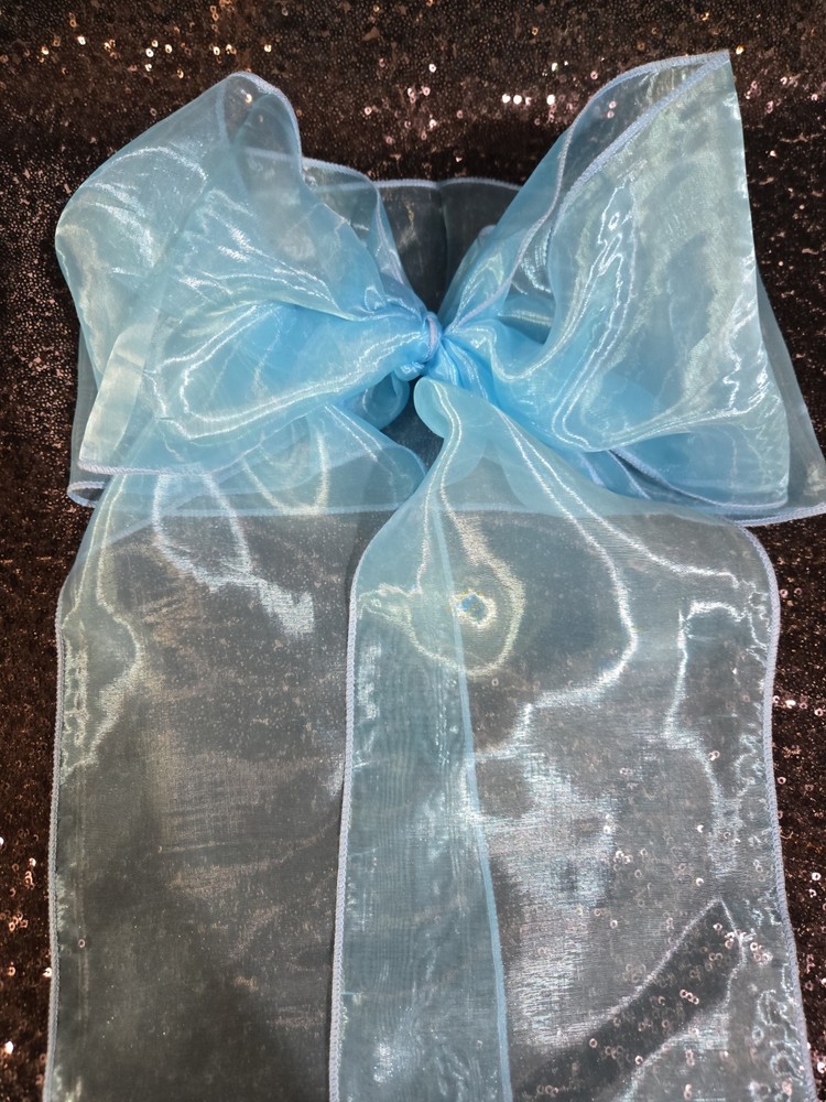 10 pc Sheer Chair Decor Bow Sash 106″ x 6″ Light Turquoise Wedding Party Organza