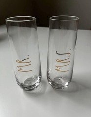 RAE DUNN Decorated Champagne Glass Wedding Set Two-Piece Service for 2