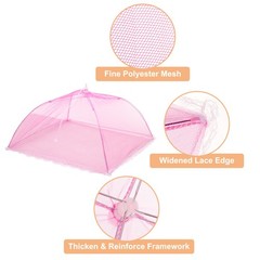 3 Pcs Large and Tall Food Covers 17″ Mesh Food Covers for Outdoors, Rose