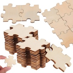 100 Pcs Unfinished Wood Puzzle Pieces Blank for Painting Crafts