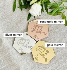 Brown Wedding Cake Toppers Personalized Name Mirror Bride Groom Mr Mrs Initials