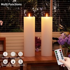 14″ x 4″ Large Outdoor Candle with Timer Waterproof Flickering 14in-1Pack White