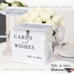 White Acrylic Wedding Card Box with Lock Large DIY Card Holder for Reception