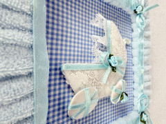 Tiny Treasure Photo Album Baby Carriage Light Blue Terry Satin Ribbon 4×6 VTG 99