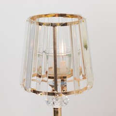 2 GOLD CLEAR 15″ Metal Votive CANDLE HOLDERS Crystal Glass Lamp Shade Events