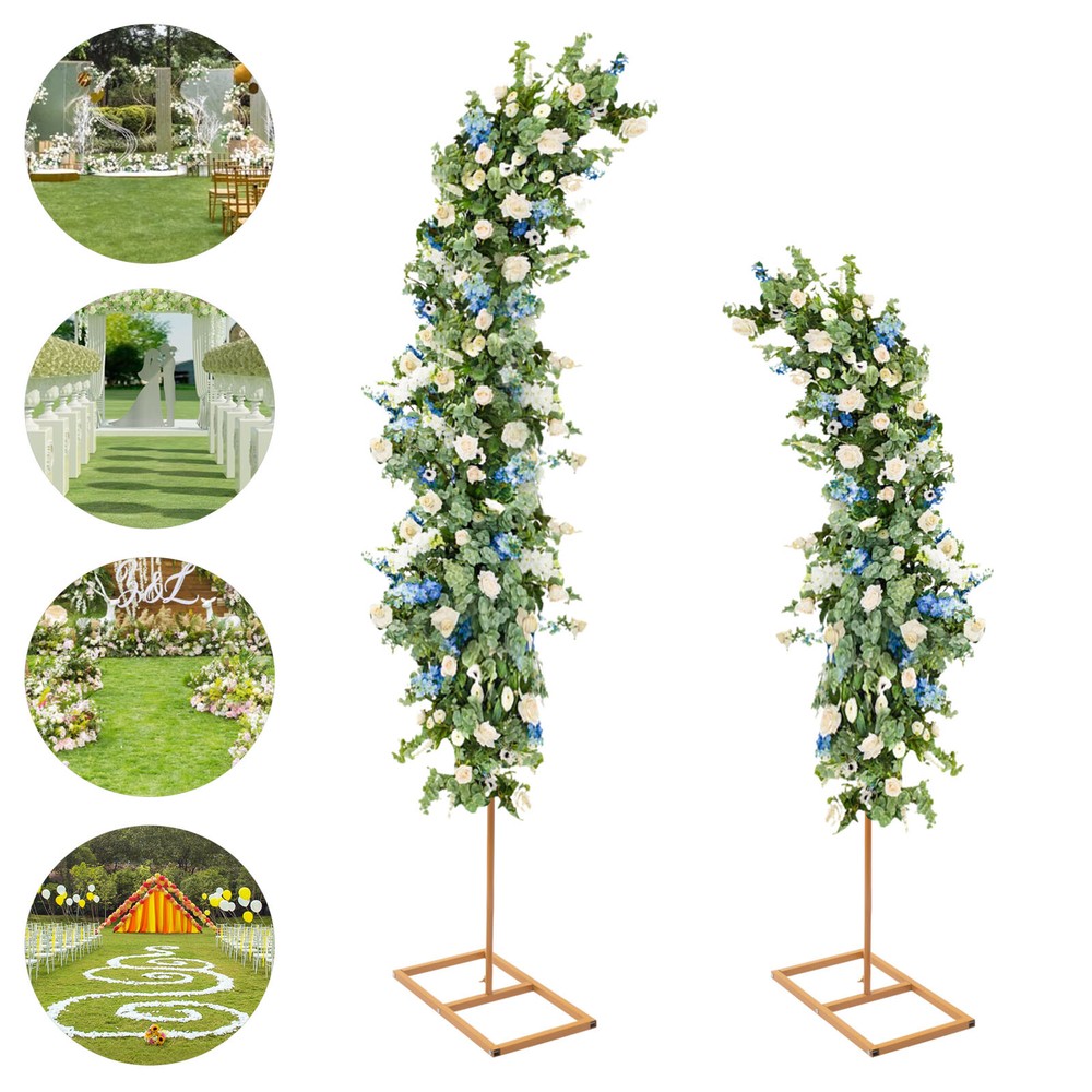 Set of 2 Gold Metal Wedding Arch Racks Flowers Frame Stand Party Backdrop Decor