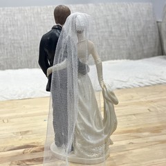 Bride and Groom Wedding Cake Topper Figurine White Black Plastic Romantic