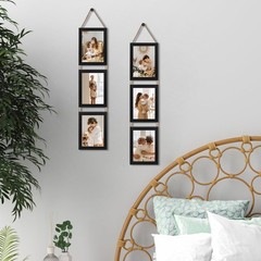 QUTREY 5×7 Collage Picture Frames Black, 6 Openings Vertical Hanging Photo Fr…
