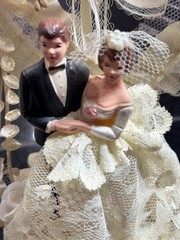 Vintage Mid Century Wedding Cake Topper Original 1950s Large