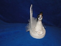 New Elegant Mirrored Heart Medium skin Bride & Groom Wedding Caketop #346