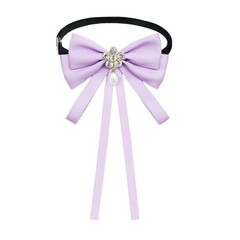 Womens Bow Tie Ribbon Rhinestone Bow Ties for Women Pre-Tied Necktie for Purple