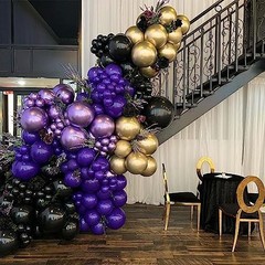 Purple and Black Balloons, 12 Inch Metallic Party Balloons Purple Black