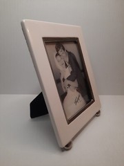 Wedding Photo Frame White Shimmering Finish Table Top