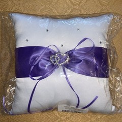 7.8″ Satin Double Hearts Decoration Wedding Ring Bearer Pillow Cerenony Purple