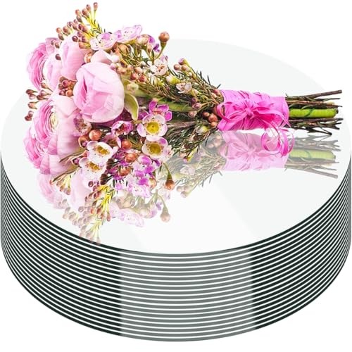 18PCS Round Mirror Tray for Table Centerpieces No Glass Acrylic 10inch/25cm