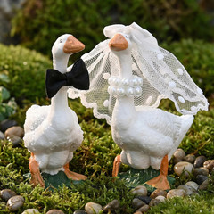 Couple Goose Wedding Cake Topper Handmade Goose Figurines Bride Groom Engagement