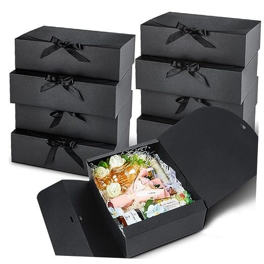 15 PCS Gift Boxes with Lids for Presents, 10.6 x 7.8 x 3.1 Inches Black