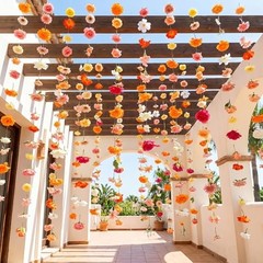 Suncalla 12 Pcs 70.8 ft Wildflower Garland Pre Strung Multi Color Rose